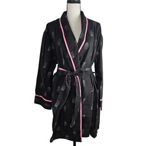 Allison Rhea Skull Print Robe Black Pink Gothic Cotton OSFM EMO Loungewear